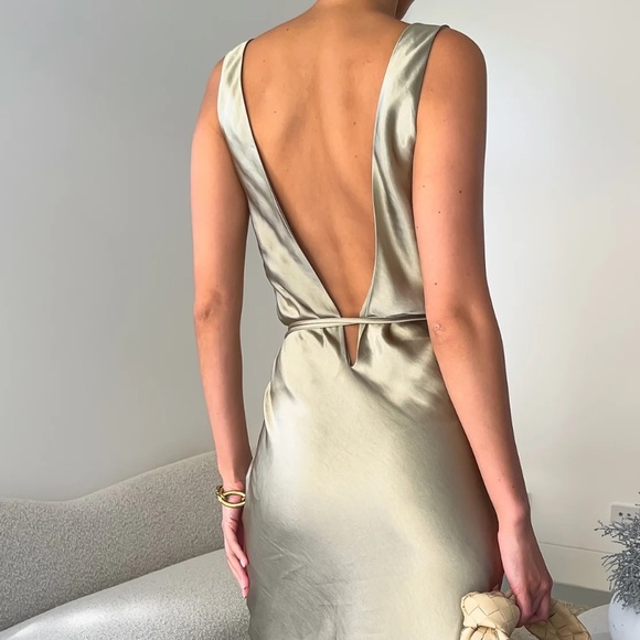 Elouise Tie Around Satin Midi Dress - Picture 2 of 10